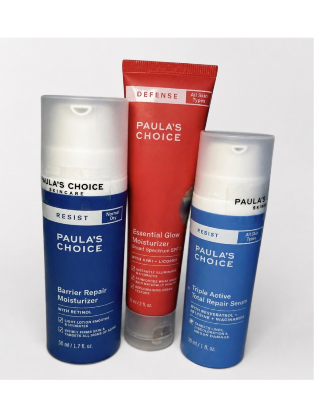Paula's Choice RESIST DEFENSE Skincare 3pc Bundle Retinol Serum SPF30